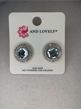 New And Lovely Silver Crystal Stud Earrings